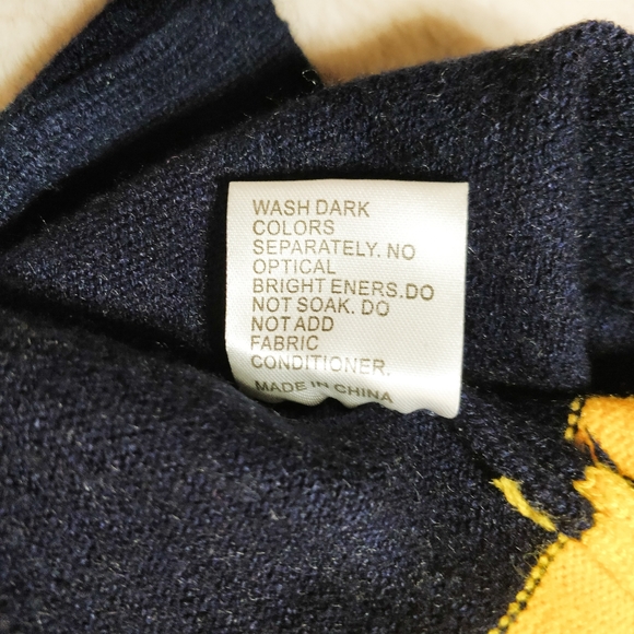 Navy, Yellow, and Cream Pullover Sweater - Picture 2 of 3